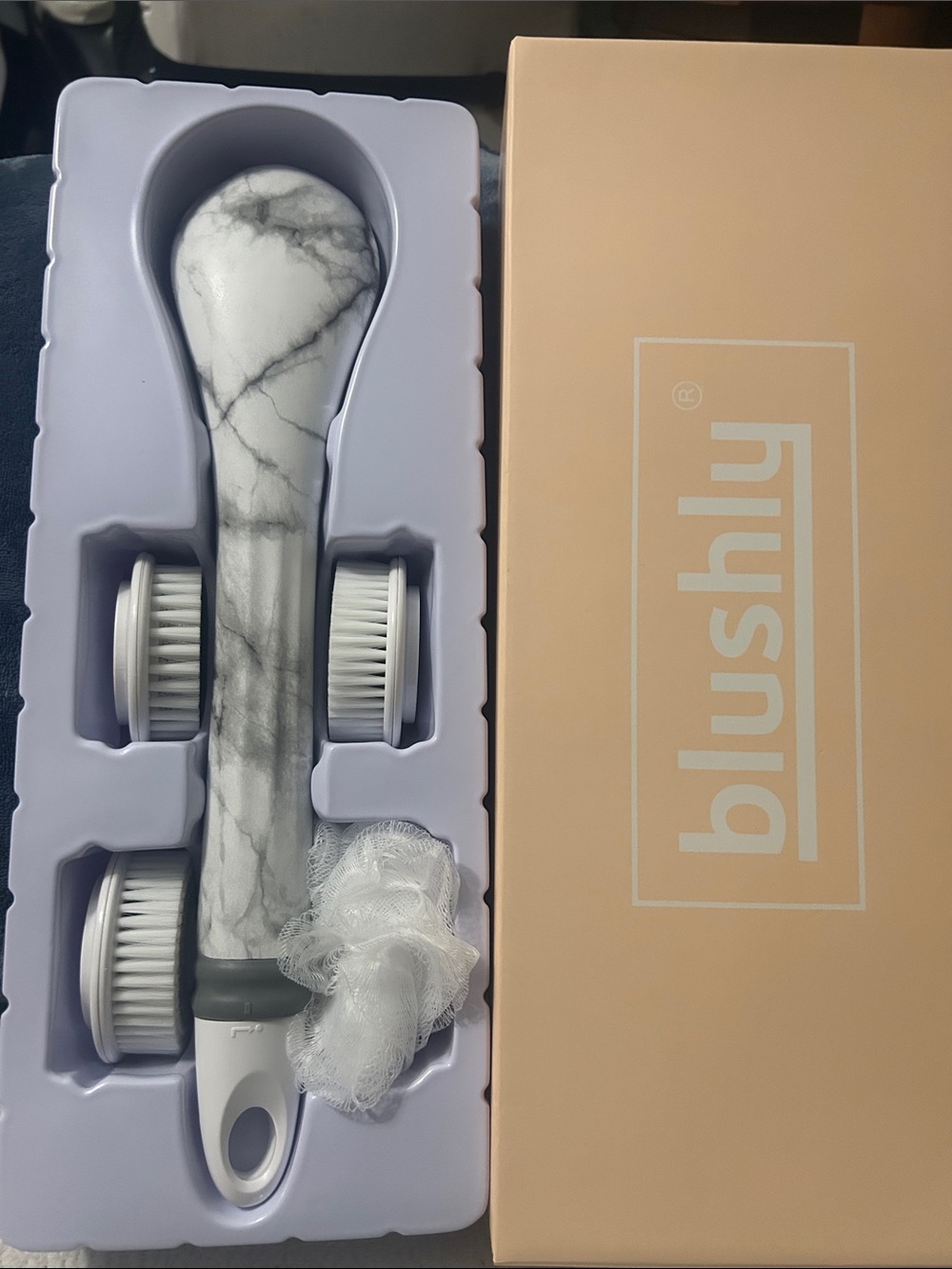 Blushly Cleansing & Exfoliating Marble Body Brush w/ Heads